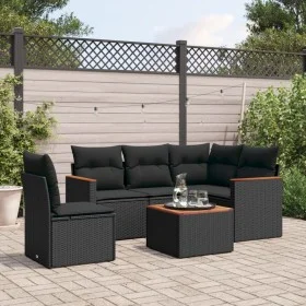 6-teiliges Gartensofa-Set und schwarze synthetische Rattankissen von , Gartensets - Ref: Foro24-3225978, Preis: 381,48 €, Rab...