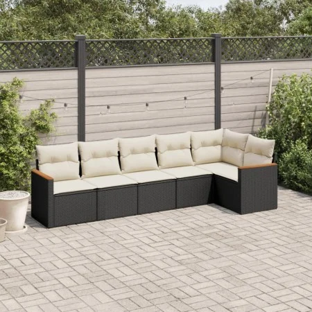 6-piece garden sofa set and black synthetic rattan cushions by , Garden sets - Ref: Foro24-3225986, Price: 361,81 €, Discount: %