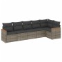 Set de muebles de jardín 6 pzas y cojines ratán sintético gris de , Conjuntos de jardín - Ref: Foro24-3225990, Precio: 341,92 €