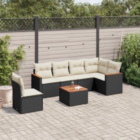 7-piece garden dining set and black synthetic rattan cushions by , Garden sets - Ref: Foro24-3226021, Price: 375,17 €, Discou...