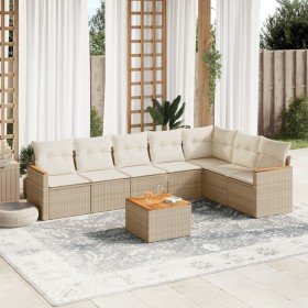 Gartensofa-Set mit beigen Kissen 8 Stück PE-Rattan von , Gartensets - Ref: Foro24-3226037, Preis: 483,99 €, Rabatt: %