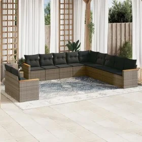 11-piece garden sofa set and gray synthetic rattan cushions by , Garden sets - Ref: Foro24-3226130, Price: 638,95 €, Discount: %