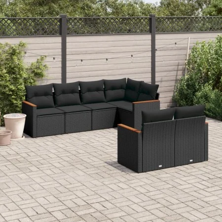 7-piece garden dining set and black synthetic rattan cushions by , Garden sets - Ref: Foro24-3226139, Price: 491,03 €, Discou...