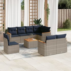 9-piece garden furniture set and gray synthetic rattan cushions by , Garden sets - Ref: Foro24-3226172, Price: 513,77 €, Disc...