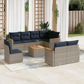 9-piece garden furniture set and gray synthetic rattan cushions by , Garden sets - Ref: Foro24-3226172, Price: 541,86 €, Disc...