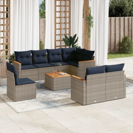 9-piece garden furniture set and gray synthetic rattan cushions by , Garden sets - Ref: Foro24-3226172, Price: 513,77 €, Disc...