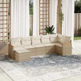 Set sofás de jardín 7 piezas y cojines ratán sintético beige de , Conjuntos de jardín - Ref: Foro24-3226191, Precio: 460,14 €...