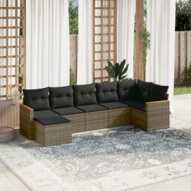 7-piece garden sofa set with gray PE rattan cushions by , Garden sets - Ref: Foro24-3226193, Price: 400,80 €, Discount: %