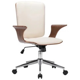 Cremefarbener Bürodrehstuhl aus gebogenem Holz und Kunstleder von vidaXL, Bürostühle - Ref: Foro24-283134, Preis: 173,68 €, R...