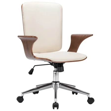 Cremefarbener Bürodrehstuhl aus gebogenem Holz und Kunstleder von vidaXL, Bürostühle - Ref: Foro24-283134, Preis: 174,28 €, R...