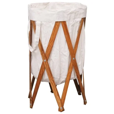 Foldable laundry basket made of wood and cream-colored fabric by vidaXL, Laundry baskets - Ref: Foro24-284227, Price: 23,03 €...