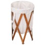 Zusammenklappbarer Wäschekorb aus Holz und cremefarbenem Stoff von vidaXL, Wäschekörbe - Ref: Foro24-284227, Preis: 25,39 €, ...