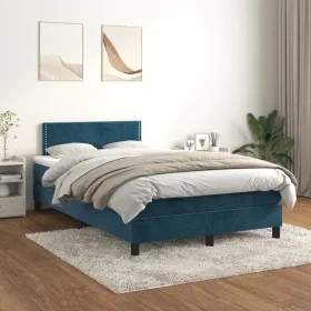 Boxspringbett mit dunkelblauer Samtmatratze 120x200 cm von , Betten und Lattenroste - Ref: Foro24-3141237, Preis: 400,22 €, R...