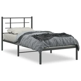 Estructura de cama con cabecero metal negro 90x190 cm de , Camas y somieres - Ref: Foro24-355553, Precio: 64,08 €, Descuento: %