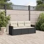 Garden sofa set with cushions 3 pieces black synthetic rattan by , Garden sets - Ref: Foro24-3225755, Price: 190,39 €, Discou...