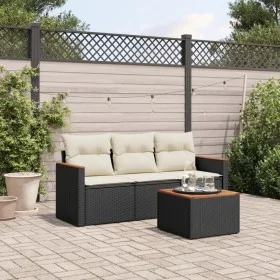 4-piece garden sofa set with black synthetic rattan cushions by , Garden sets - Ref: Foro24-3225762, Price: 225,81 €, Discoun...