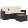 Juego de sofás jardín 4 pzas con cojines ratán sintético negro de , Conjuntos de jardín - Ref: Foro24-3225762, Precio: 217,09 €