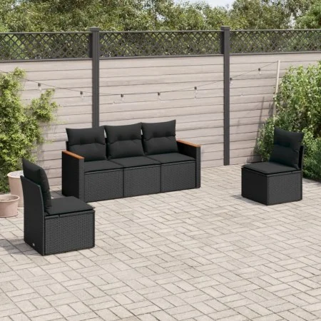 5-piece garden furniture set and black synthetic rattan cushions by , Garden sets - Ref: Foro24-3225845, Price: 306,24 €, Dis...
