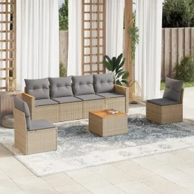 Garden sofa set with beige cushions mix 7 pieces PE rattan by , Garden sets - Ref: Foro24-3225870, Price: 407,71 €, Discount: %