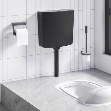 Cisterna de inodoro con entrada de agua inferior negra 3/6 L