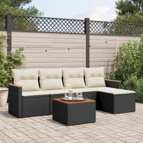 6-teiliges Gartensofa-Set und schwarze synthetische Rattankissen von , Gartensets - Ref: Foro24-3225923, Preis: 320,90 €, Rab...