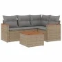 Gartensofa-Set mit beigem Kissenmix, 5-teilig aus PE-Rattan von , Gartensets - Ref: Foro24-3225940, Preis: 315,24 €, Rabatt: %