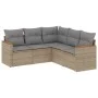 Juego de sofás jardín con cojines beige mezcla 5 pzas ratán PE de , Conjuntos de jardín - Ref: Foro24-3225961, Precio: 322,22...