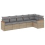 Garden sofa set with beige cushions mix 6 pieces PE rattan by , Garden sets - Ref: Foro24-3225989, Price: 379,43 €, Discount: %