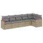 Gartensofa-Set mit beigem Kissenmix, 6-teilig, PE-Rattan von , Gartensets - Ref: Foro24-3225989, Preis: 378,44 €, Rabatt: %