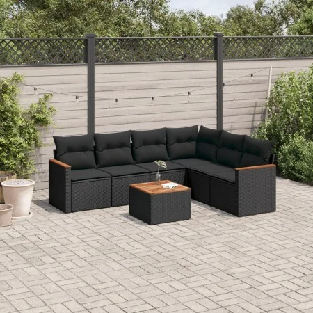 7-piece garden dining set and black synthetic rattan cushions by , Garden sets - Ref: Foro24-3226006, Price: 444,25 €, Discou...