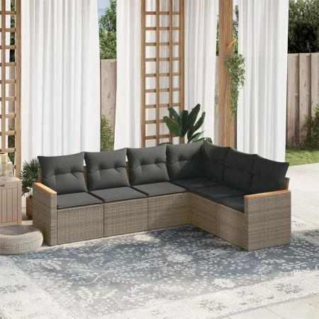6-teiliges Gartenmöbel-Set und graue synthetische Rattankissen von , Gartensets - Ref: Foro24-3226004, Preis: 360,34 €, Rabat...