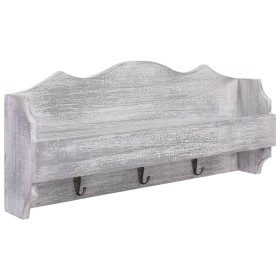 Perchero de pared de madera gris 50x10x23 cm