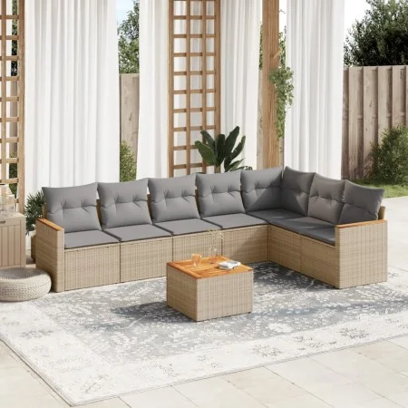 Juego de sofás jardín con cojines beige mezcla 8 pzas ratán PE de , Conjuntos de jardín - Ref: Foro24-3226038, Precio: 483,79...