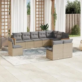 Gartensofa-Set mit beigen Kissen, 10-teilig, synthetisches Rattan von , Gartensets - Ref: Foro24-3226073, Preis: 600,21 €, Ra...