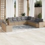 Garden sofa set with beige cushions mix 11 pieces PE rattan by , Garden sets - Ref: Foro24-3226129, Price: 678,56 €, Discount: %