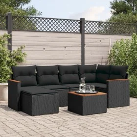 7-piece garden dining set and black synthetic rattan cushions by , Garden sets - Ref: Foro24-3226181, Price: 424,48 €, Discou...