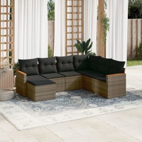 7-teiliges Gartensofa-Set mit grauen PE-Rattan-Kissen von , Gartensets - Ref: Foro24-3226207, Preis: 393,46 €, Rabatt: %