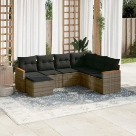 7-teiliges Gartensofa-Set mit grauen PE-Rattan-Kissen von , Gartensets - Ref: Foro24-3226207, Preis: 400,80 €, Rabatt: %