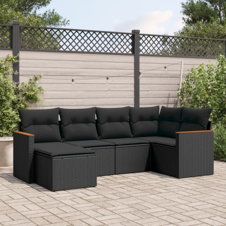 6-teiliges Gartensofa-Set und schwarze synthetische Rattankissen von , Gartensets - Ref: Foro24-3226174, Preis: 375,86 €, Rab...