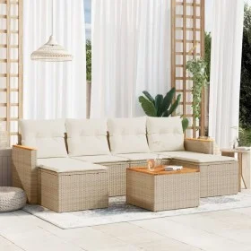 7-piece garden sofa set and beige synthetic rattan cushions by , Garden sets - Ref: Foro24-3226226, Price: 415,64 €, Discount: %