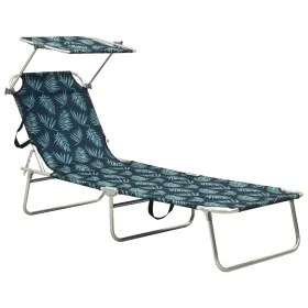 Folding lounge chair with a canopy made of stamped steel leaves. by , Loungers - Ref: Foro24-310328, Price: 60,69 €, Discount: %