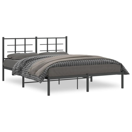 Estructura de cama con cabecero metal negro 150x200 cm de , Camas y somieres - Ref: Foro24-355563, Precio: 103,83 €, Descuent...