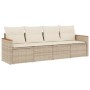 Gartensofa-Set mit Kissen, 4-teilig, beiges synthetisches Rattan von , Gartensets - Ref: Foro24-3225771, Preis: 245,44 €, Rab...