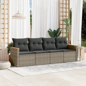 4-teilige Gartensofagarnitur und graue synthetische Rattankissen von , Gartensets - Ref: Foro24-3225773, Preis: 235,26 €, Rab...