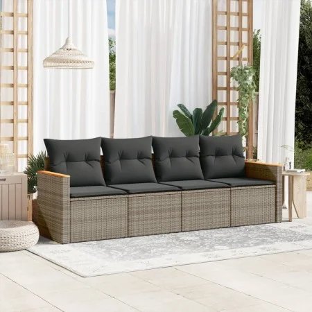 4-piece garden sofa set and gray synthetic rattan cushions by , Garden sets - Ref: Foro24-3225773, Price: 235,26 €, Discount: %