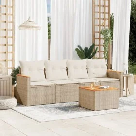 Garden sofa set with cushions 5 pieces beige synthetic rattan by , Garden sets - Ref: Foro24-3225778, Price: 318,88 €, Discou...
