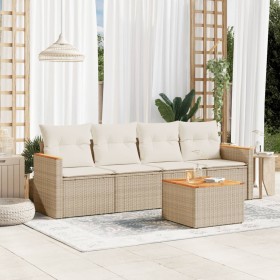 Juego de sofás jardín con cojines 5 pzas ratán sintético beige de , Conjuntos de jardín - Ref: Foro24-3225778, Precio: 287,02...