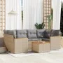 Garden sofa set with beige cushions mix 7 pieces PE rattan by , Garden sets - Ref: Foro24-3225800, Price: 419,94 €, Discount: %