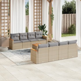 Gartensofa-Set mit beigem Kissenmix, 9-teilig aus PE-Rattan von , Gartensets - Ref: Foro24-3225821, Preis: 522,62 €, Rabatt: %