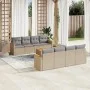 Juego de sofás jardín con cojines beige mezcla 9 pzas ratán PE de , Conjuntos de jardín - Ref: Foro24-3225821, Precio: 546,82...